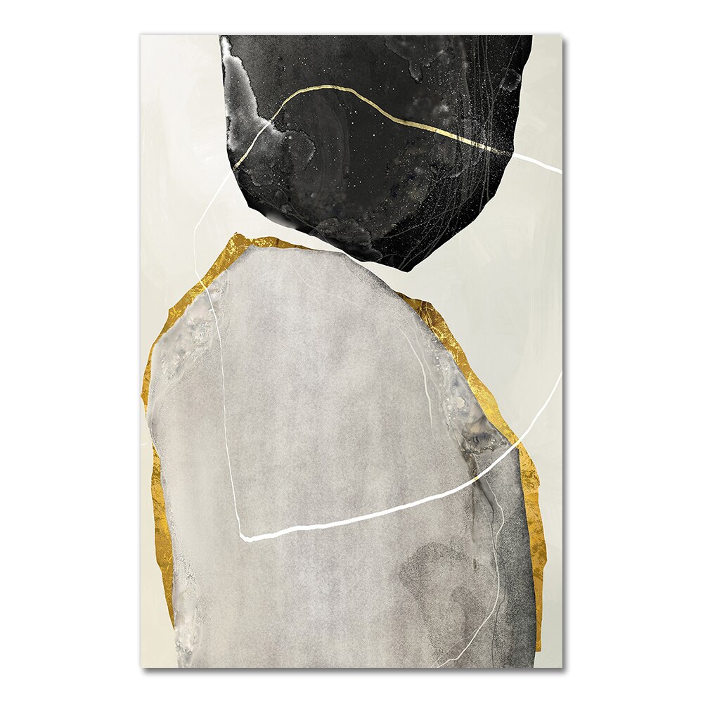 Golden Wall Art Pictures Marble Wall Paintings for Living Room Home Decor Abstract Geometric Color Block Canvas Poster Print