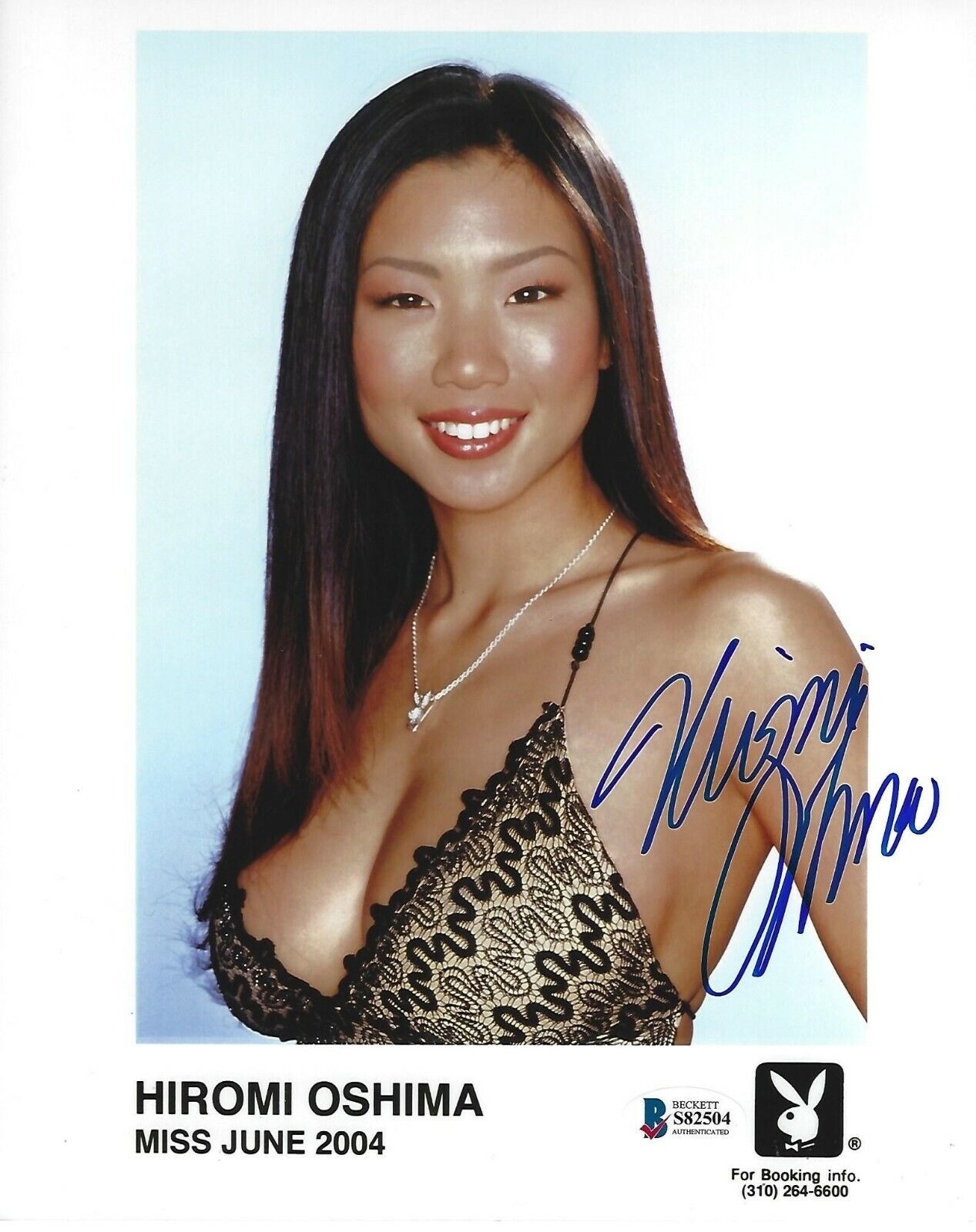 Hiromi Oshima Signed Playboy 8x10 Photo Poster painting BAS Beckett COA 2004 Playmate Headshot