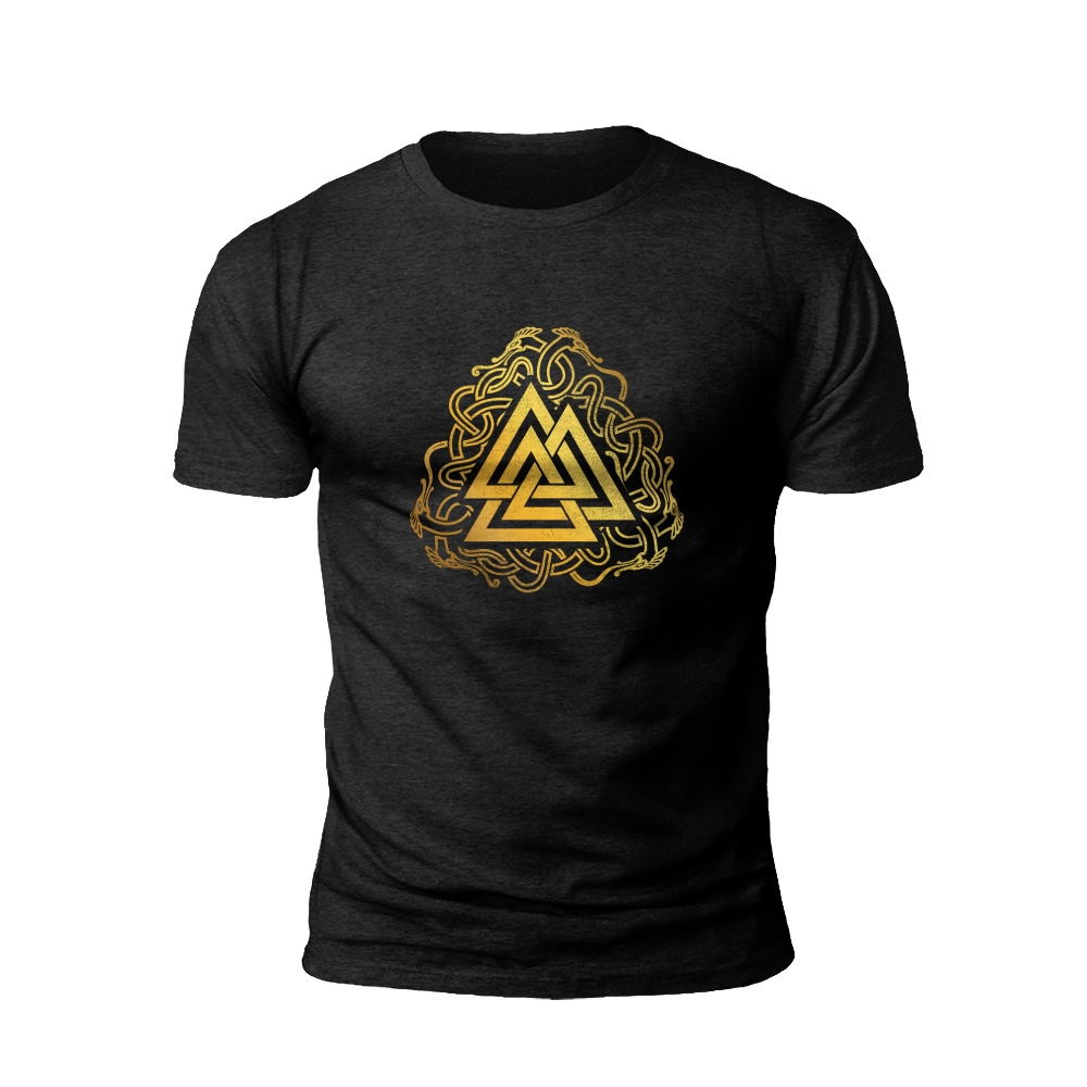 Golden Valknut: The Symbol of Eternity T-shirt