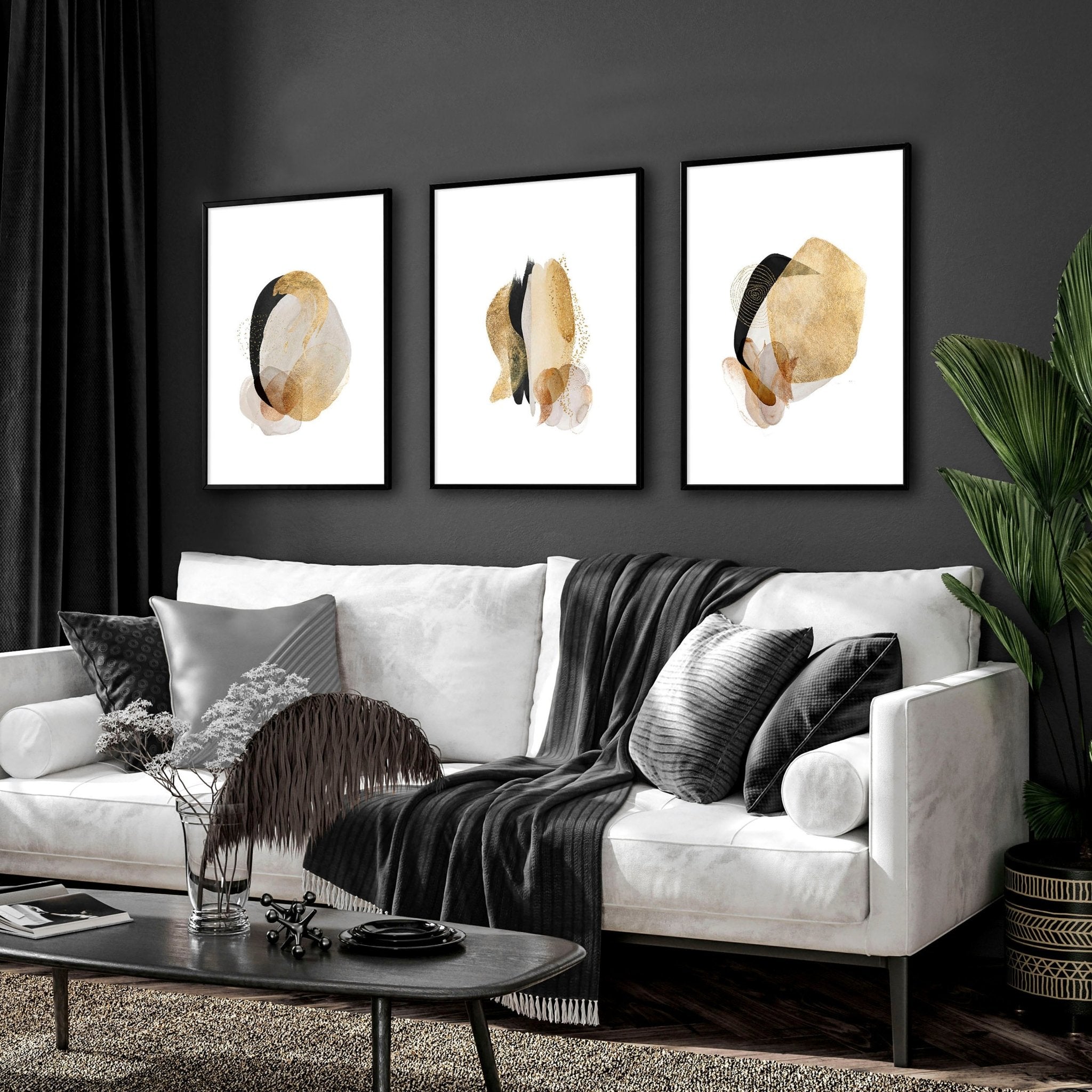 Abstract prints | set of 3 wall art for living room everthome