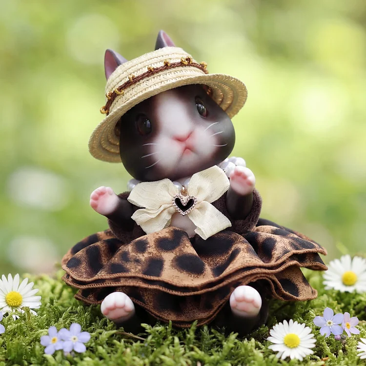 [Pre-Order] Babeside 8" Mini Bunny Doll with Leopard Dress &ndash; Soft Interactive Rabbit Toy for Kids
