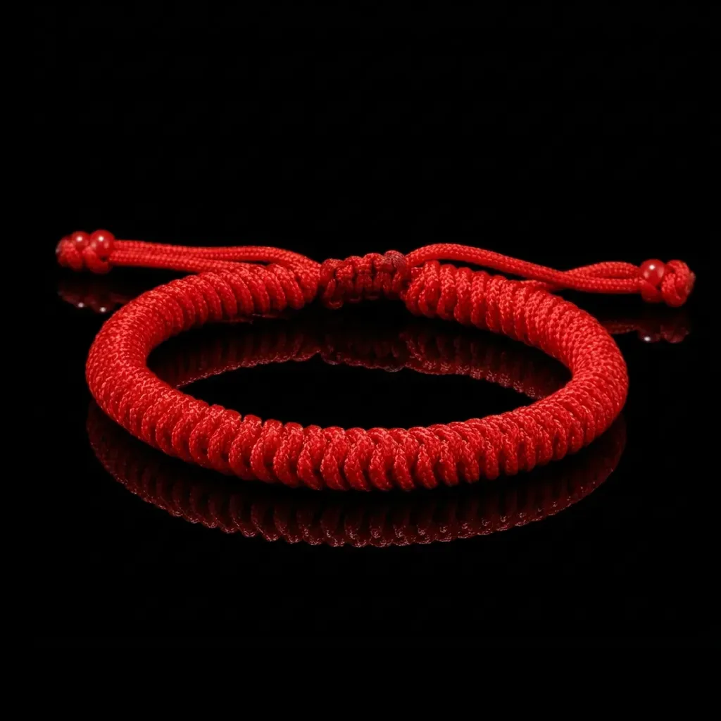 JiStones Hand-Woven Tibetan Vajra Knot Red Rope Bracelet - A Talisman of Protection & Harmony