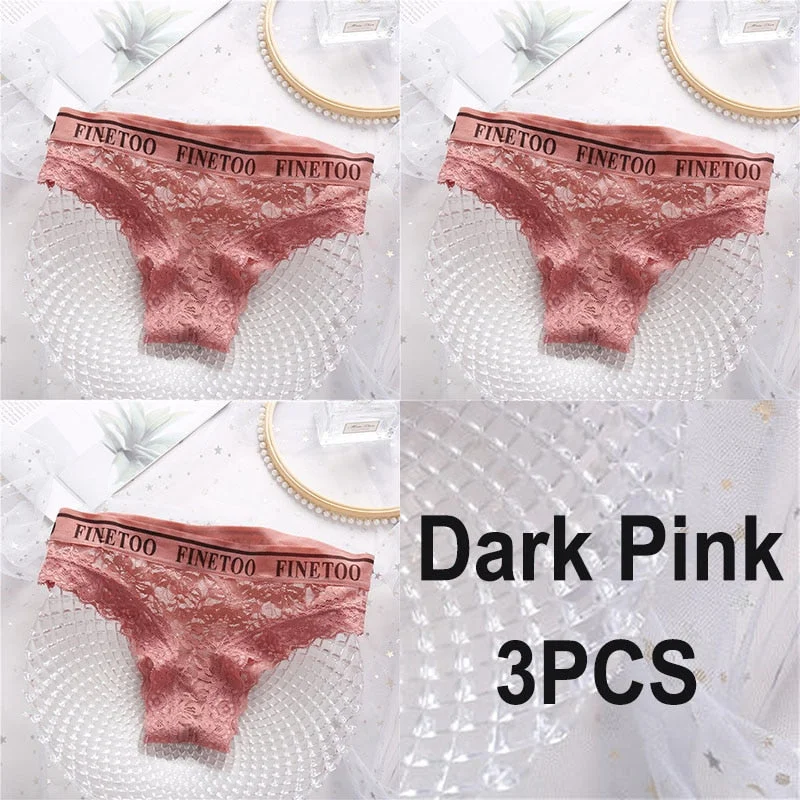 3PCS/Set Lace Panties Women Sexy Underwear Briefs Floral Lace Female Underpants Solid Color Intimate Lingerie Woman Panties M-XL