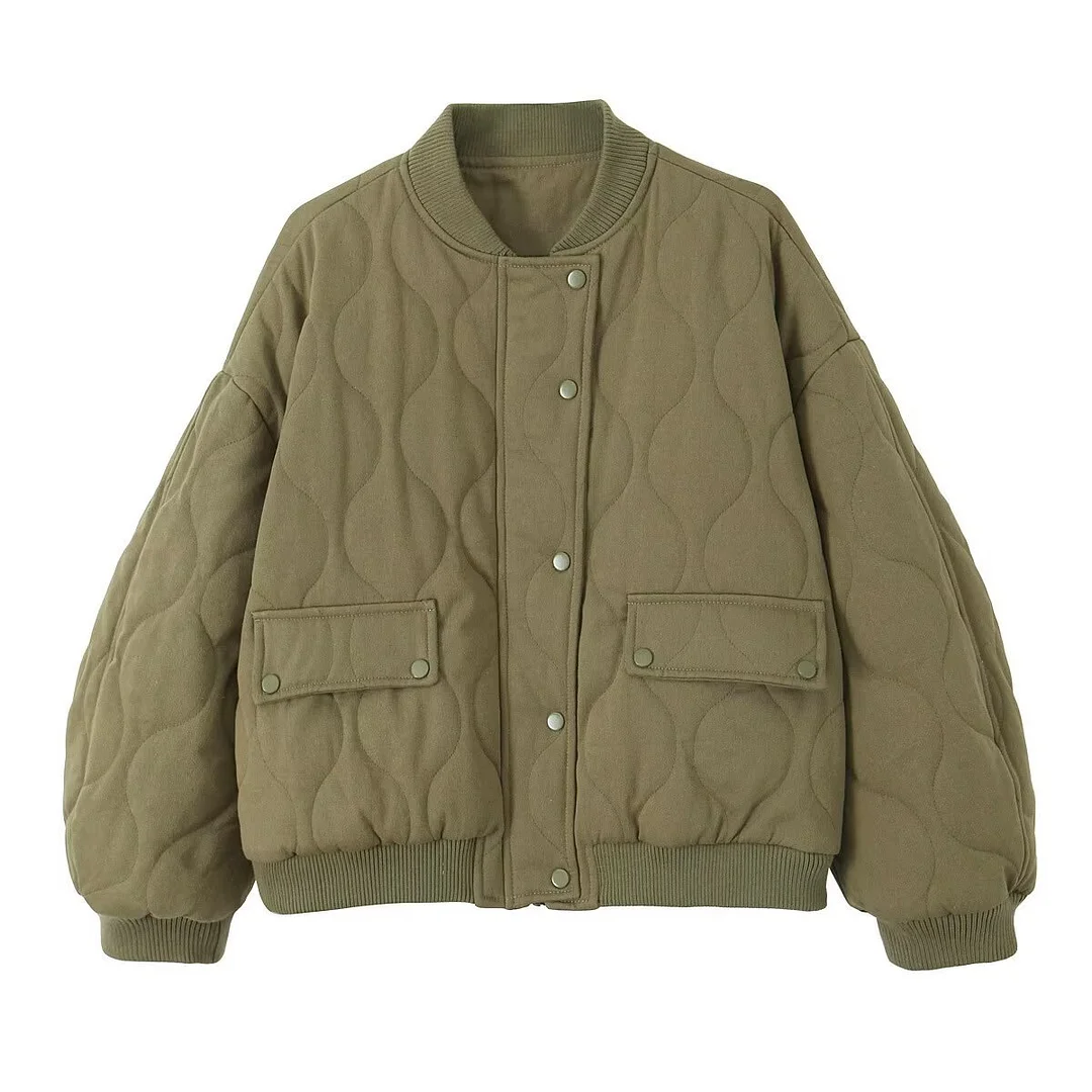 Nigikala Nigikala Women's Autumn And Winter Fashion Loose Pilot Shoulder Wide Water Wash Cotton Coat B481159