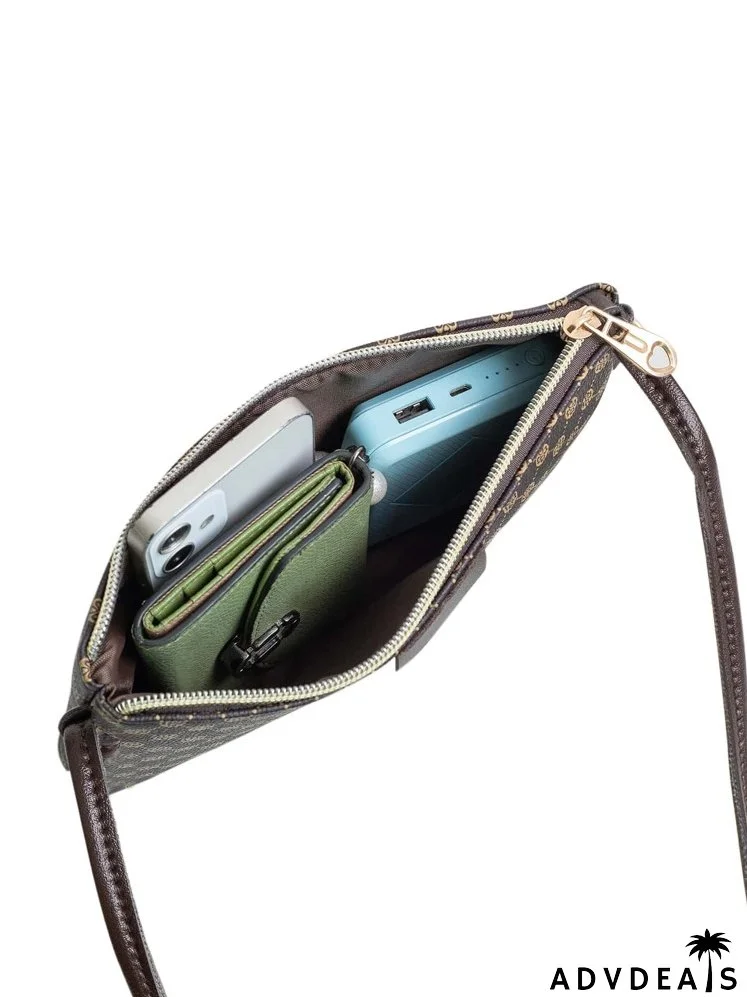 Geometric Print Patch Decor Square Bag