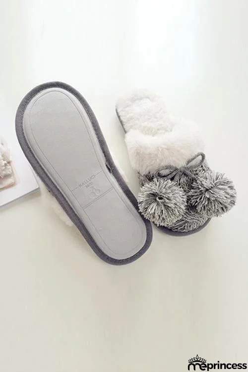 Pom Pom Crochet Fuzzy Slipper