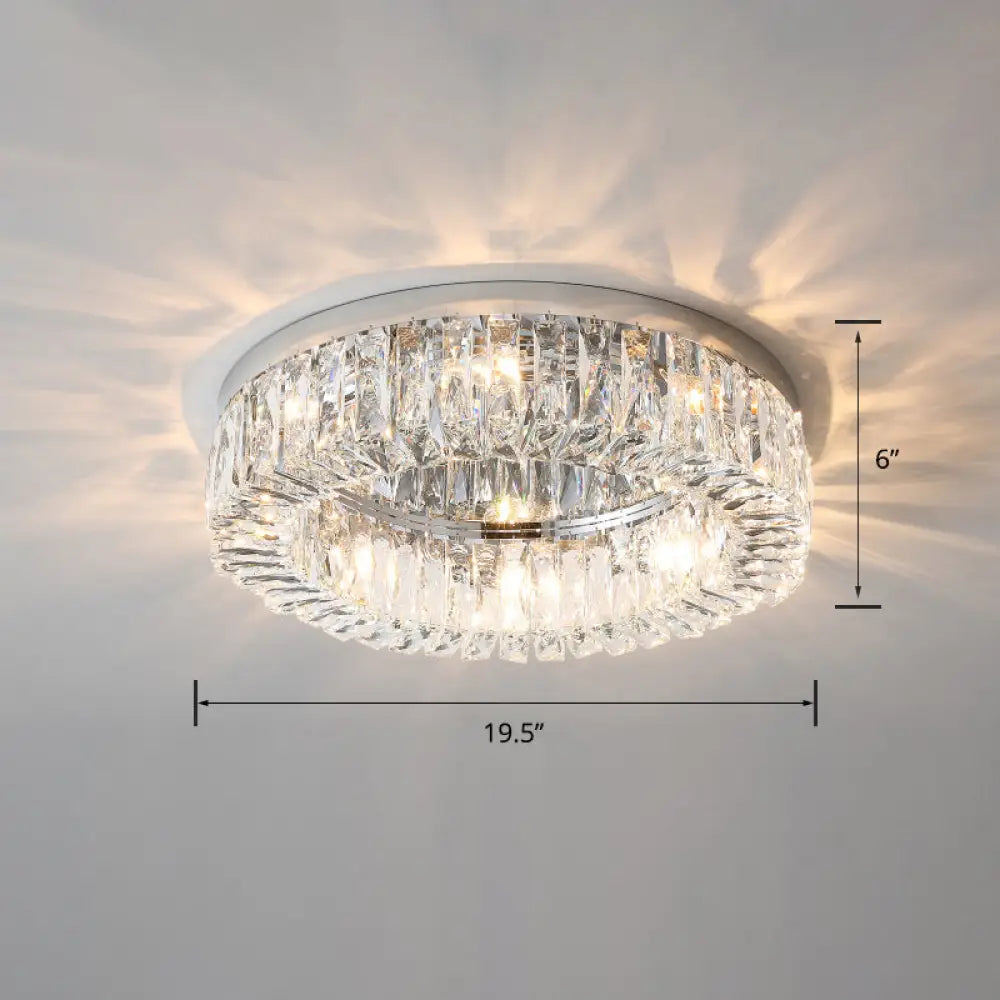 Circular Crystal Ceiling Light Fixture For Modern Living Room - Flush - Mount Design Silver / 19.5&rsquo;