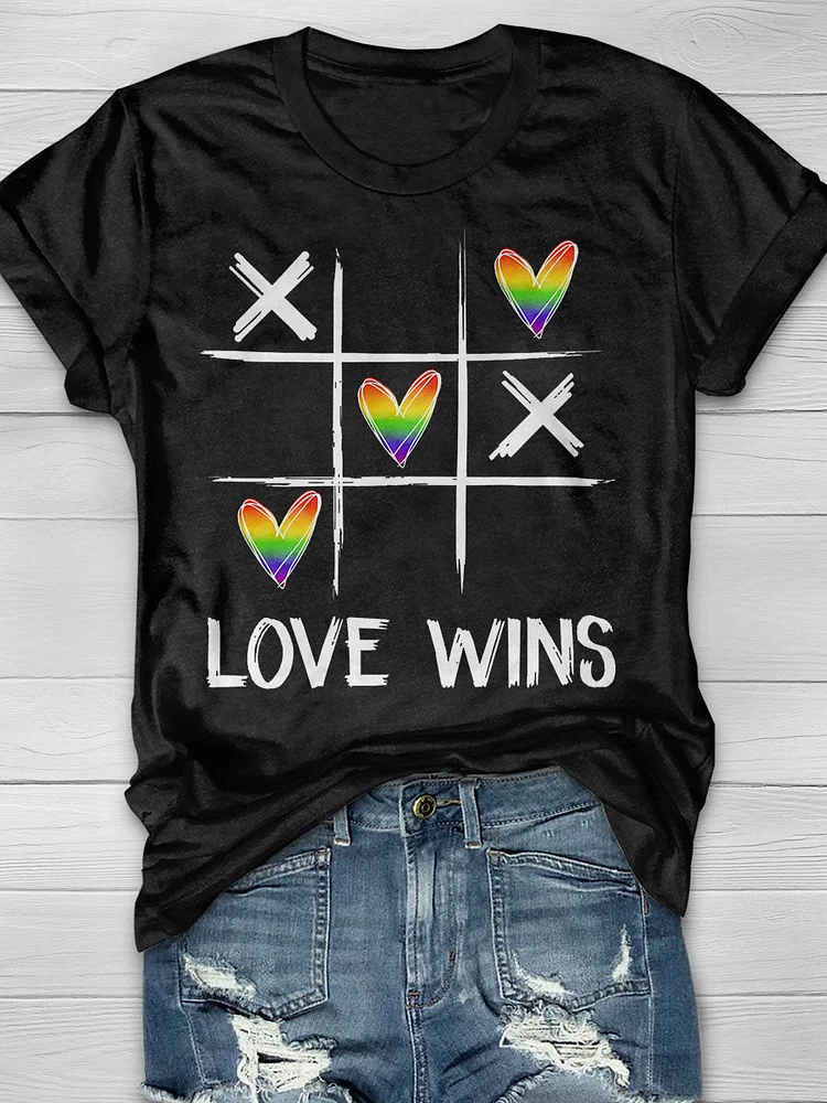 Funny Love Wins Print T-shirt socialshop
