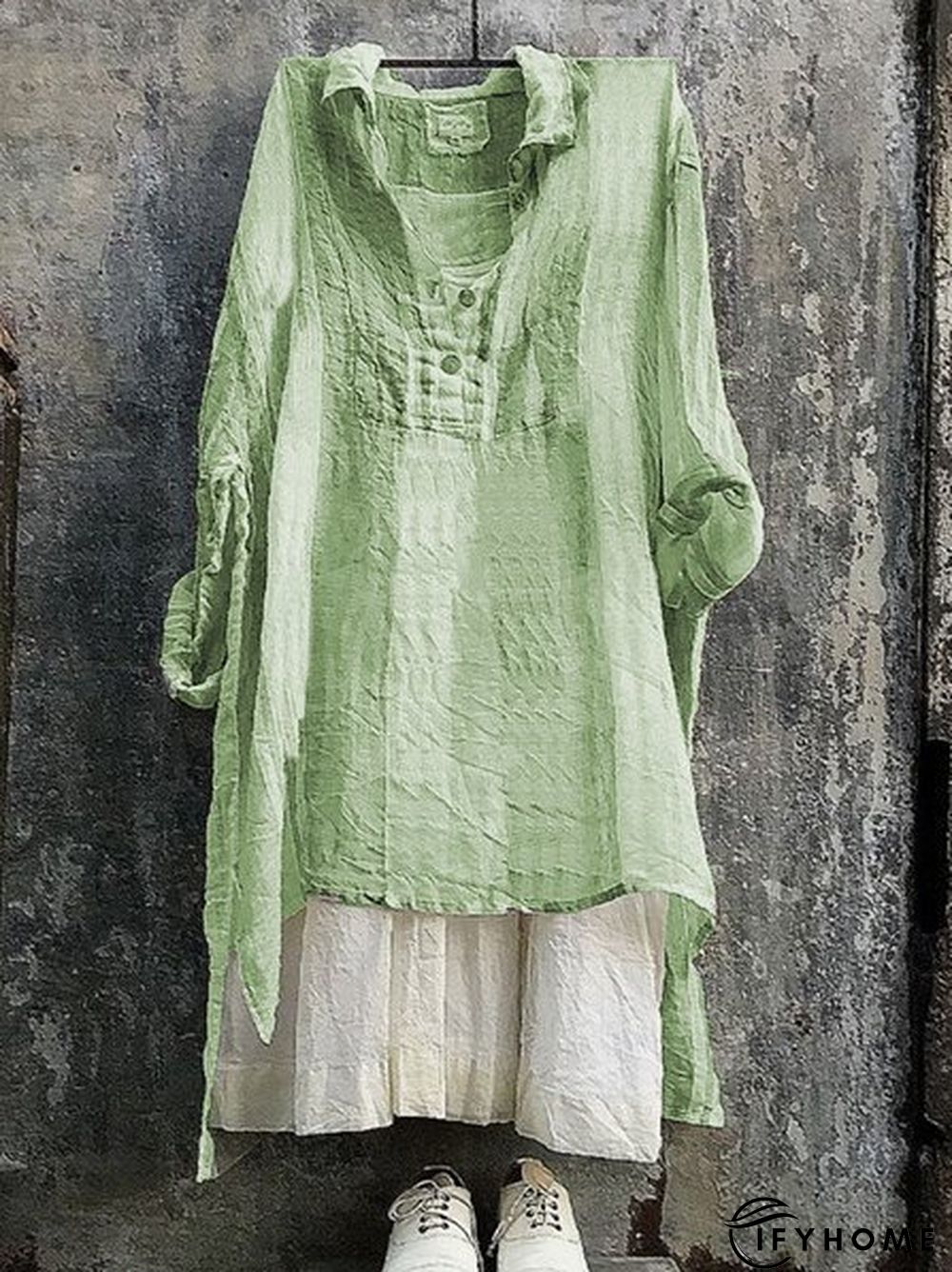 Casual Striped 3/4 Sleeve V Neck Bat Sleeve Tunic Top | IFYHOME