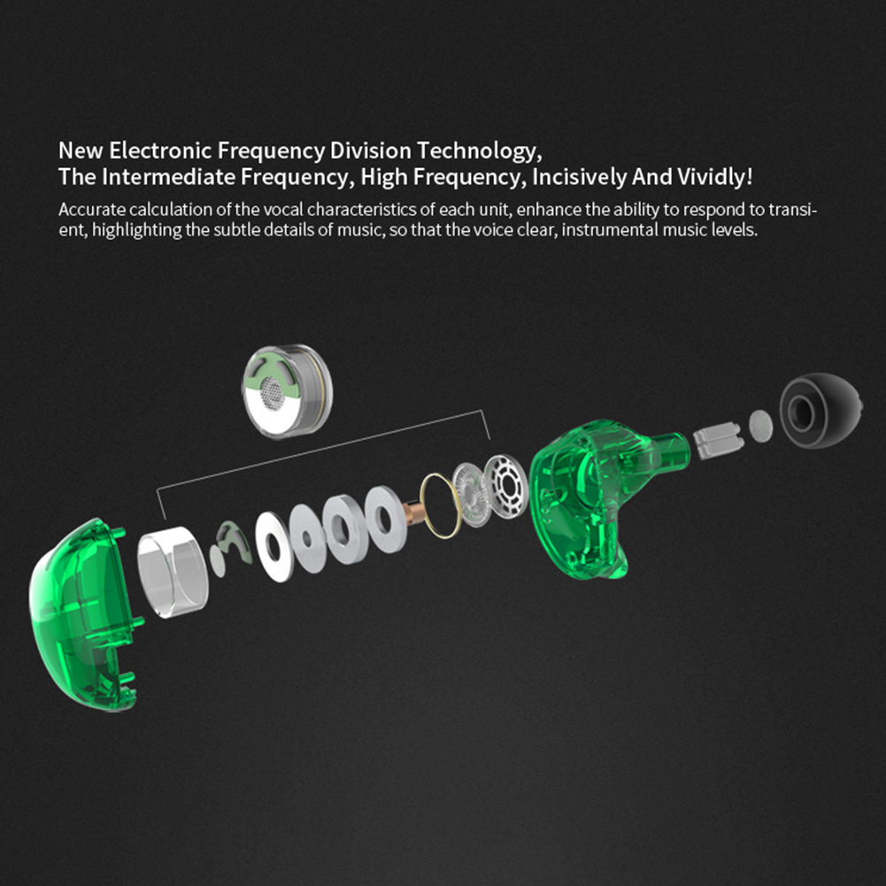 

KZ ZSR 3.5mm Wired Headset In Ear Earphone HIFI Noise Cancelling Earbuds, Green, 501 Original