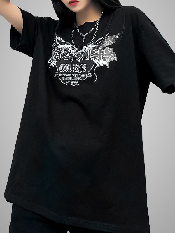 Letter Graphic Goth Oversized Tee