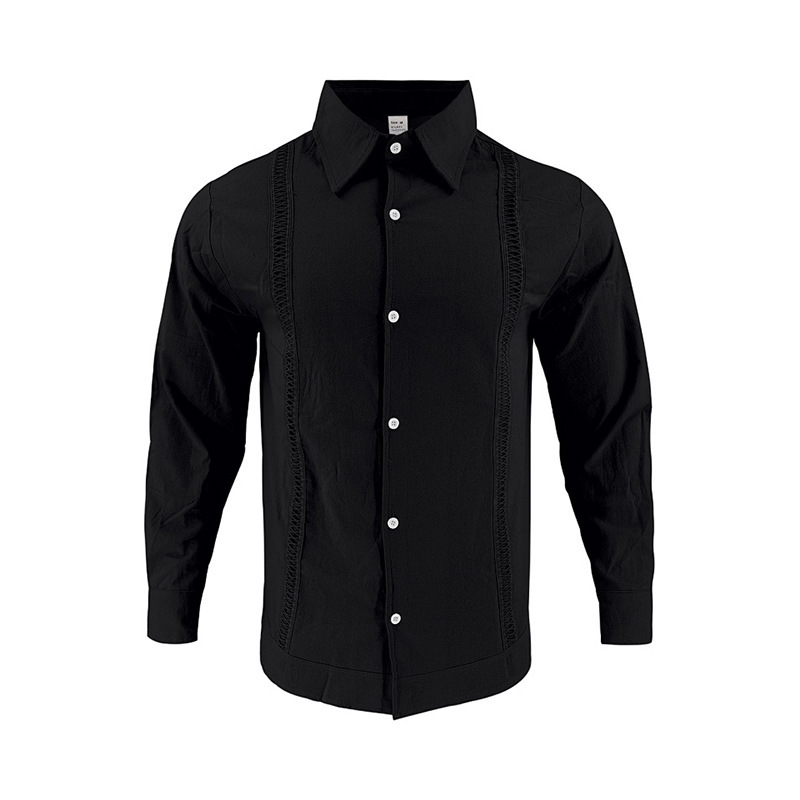 2026 Men’s Long Sleeve Linen Shirt Casual Loose Fit Long Sleeve Button-Up Shirt