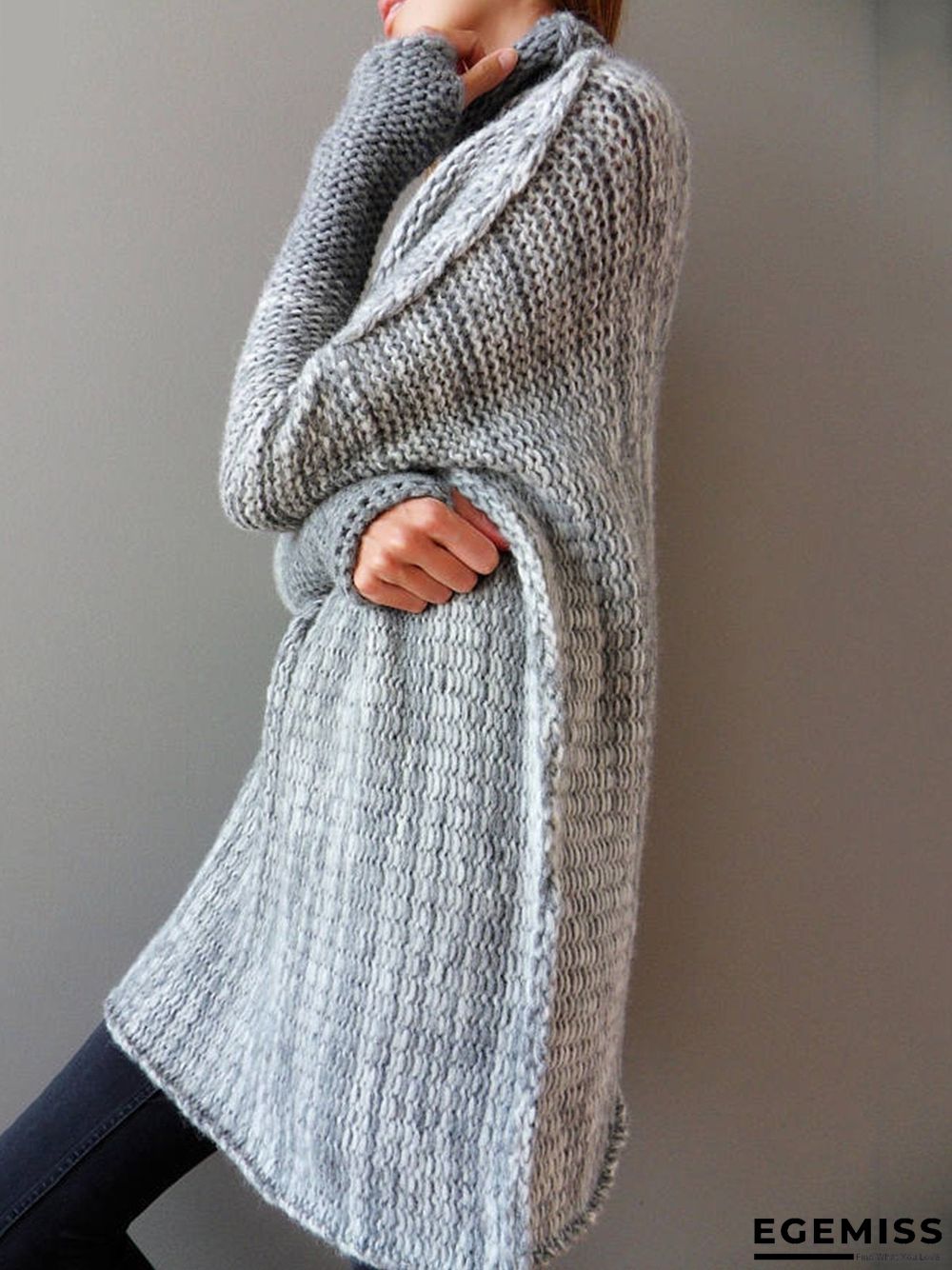 Casual Color-block Knitted Shift Sweater | EGEMISS