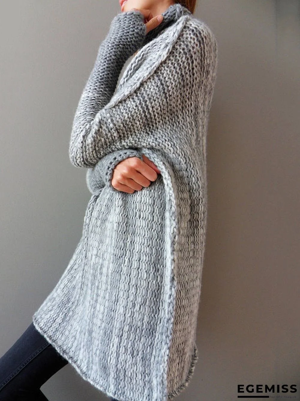 Casual Color-block Knitted Shift Sweater | EGEMISS