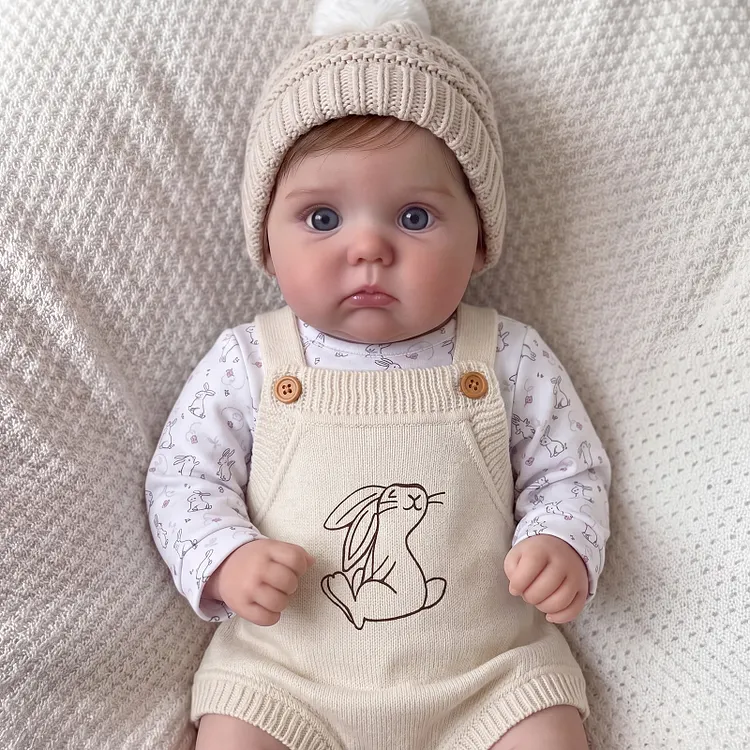 [Pre-Order]Babeside Sage 16" Full Silicone Baby Boy Doll &ndash; Realistic Infant with Cozy Bunny Knit Romper & Winter Hat