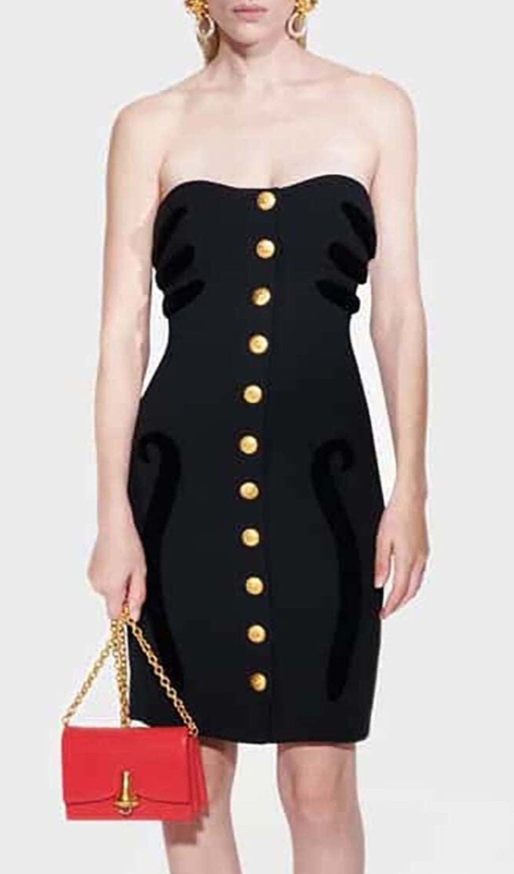 Sculpture Button Mini Dress In Black Flowering Girl