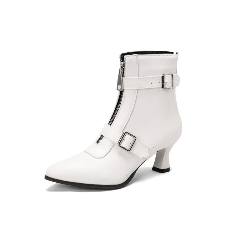 Tanguoant Tanguoant Buckle Medium Heel Fashion Women's Boots Plus Size Ankle Boots 7002