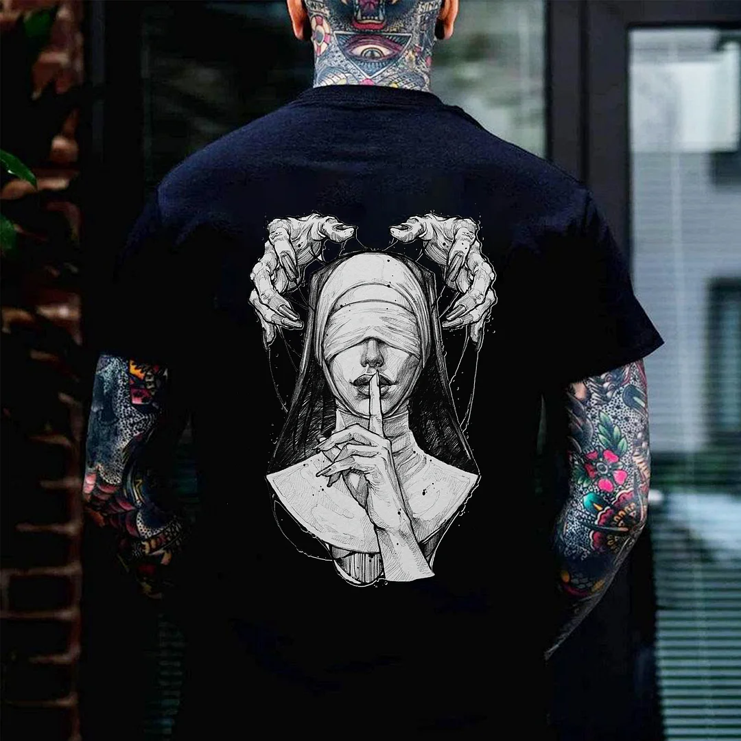 Satan Nun Printed Men's T-shirt -  