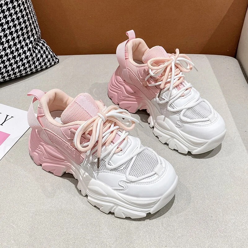 Colourp Candy Colors Women Summer Shoes 2022 Breathable Women's Chunky Sneakers Thick Sole Ladies Platform Shoes Casual Shoes