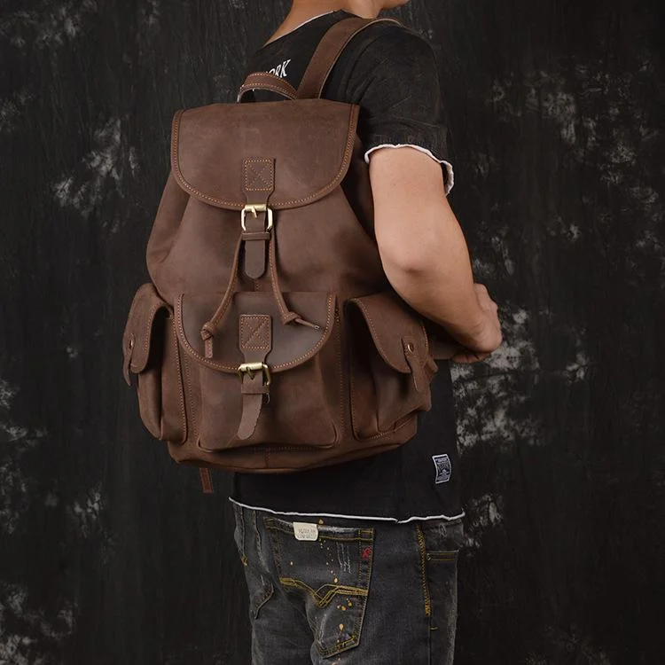 Men's Handmade Leather Travel Backpack