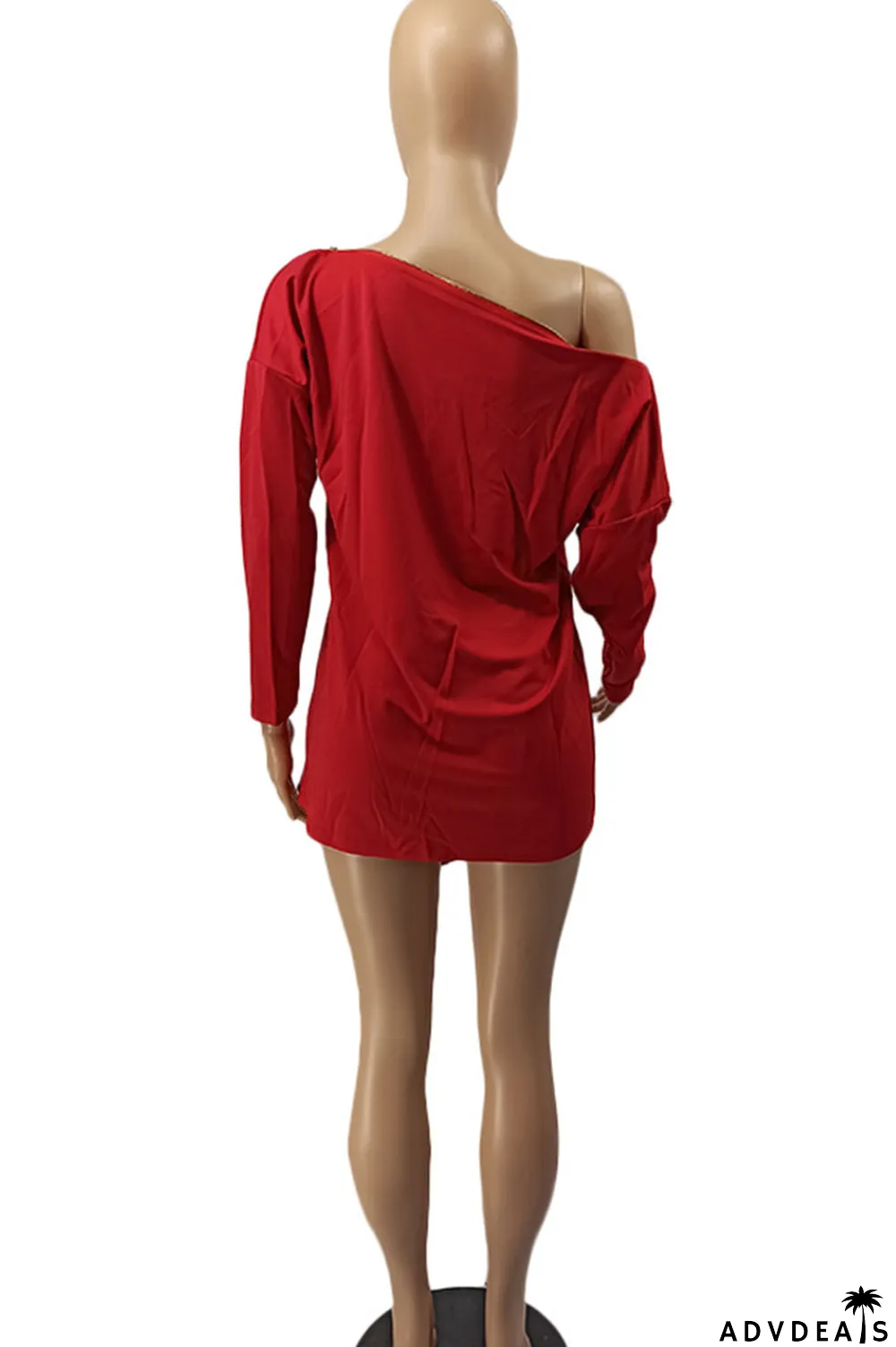 Burgundy Casual Solid Split Joint Asymmetrical Zipper Zipper Collar Tops