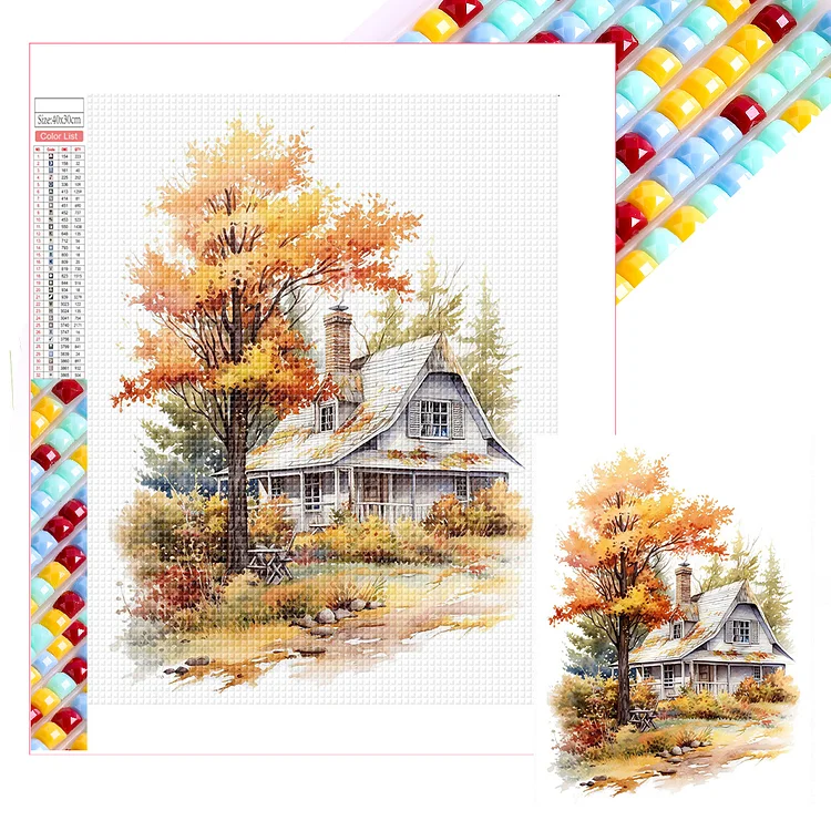 Autumn Landscape 30*40CM (Canvas) Full Square Drill Diamond Painting gbfke