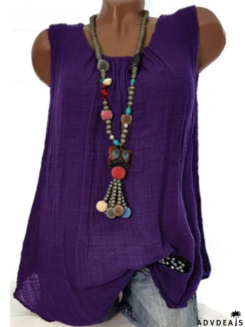 Women Round Neck Sleeveless Casual Tanks