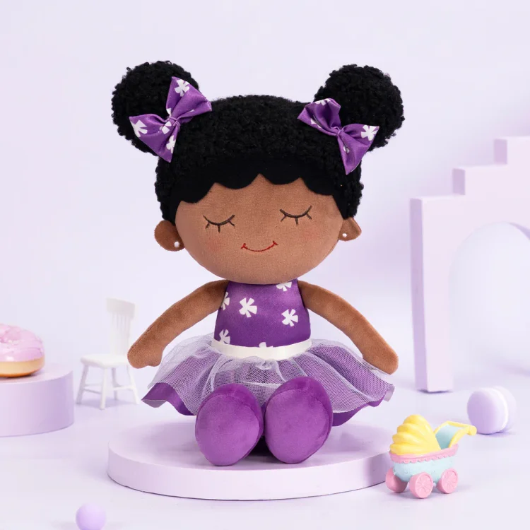  iFrodoll Handmade Deep Skin Tone Plush Doll Dora Purple - Reborndollsshop®-Reborndollsshop®