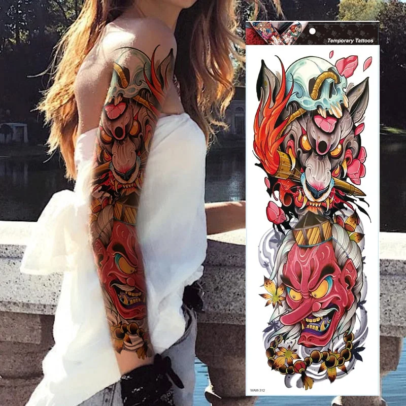 New 1 Piece Temporary Tattoo Sticker Tribal style Tattoo with Arm Body Art Large Fake Tattoo Sticker