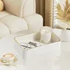 [US Local Warehouse] Valet Tray Multi-Function Desktop Organizer Tray PU Leather Storage Box (White)