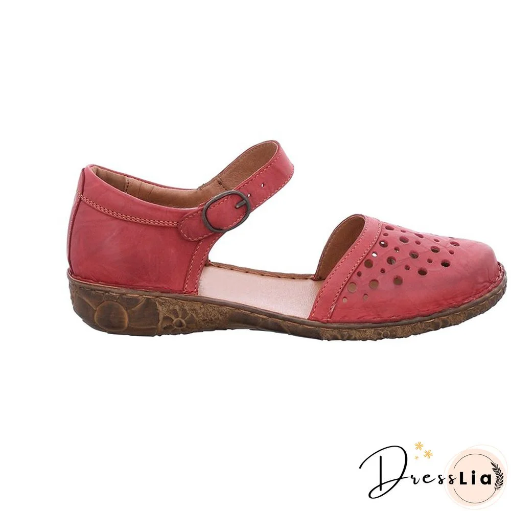 Women Summer Ladies Round Toe Hollow-Out Sandals