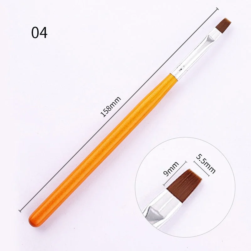 1 Pc Gradient Bloom Nail Painting Brush Pen UV Gel Nail Art Brush With Wood Handle Nylon Hair Draw Manicure Nail Art Tool-Nail Inspo