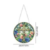 5D Diamond Painting Double Sided Effect  Stained Glass Panel Decorative Home Garden Decoration Hanging Kit(Cross)