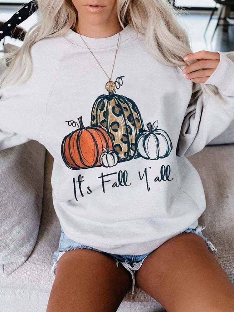 Round neck long sleeve pumpkin print sweatshirts