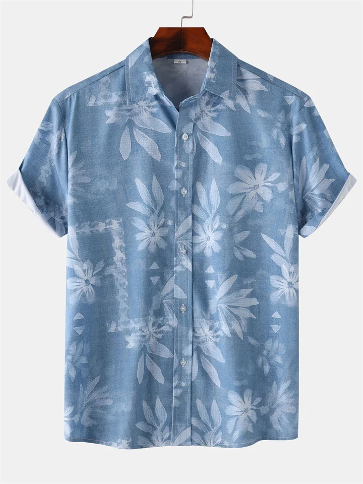 Men's Summer New Men's Printed Floral Short-sleeved Shirt-JRSEE