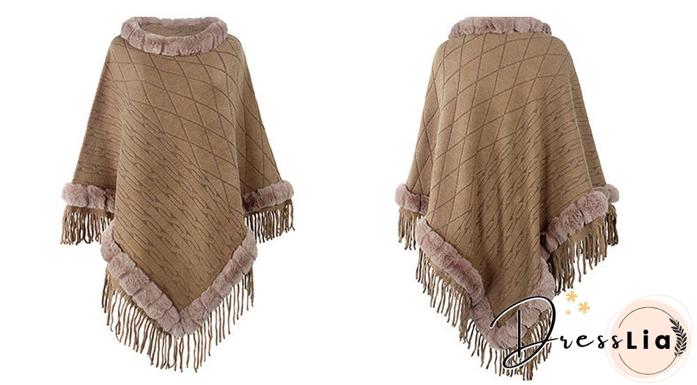 Round Neck Poncho Solid Color Cape Shawls