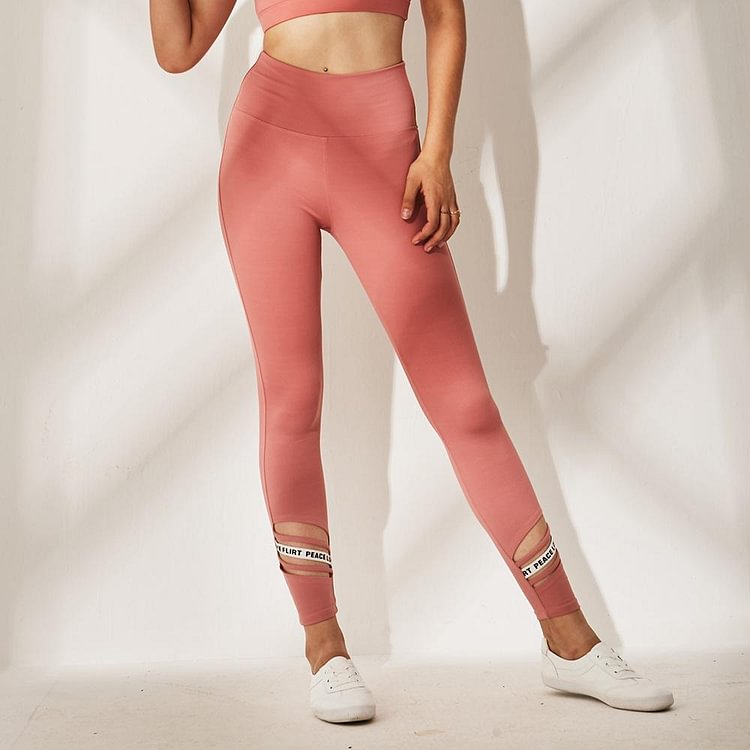Butt Lifting Cut Out Letter Detail Workout Leggings - Shop Trendy Women's Clothing | LoverChic