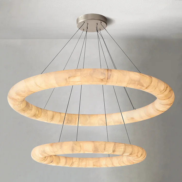 Rim Lisse Alabaster Two-Tiered Round Chandelier 61" Vjlight