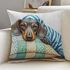 Dachshund Stamped Cross Stitch Pillow Cover Kit 11CT 3 Strands 45x45cm Handmade Embroidery Cushion Cover for tapestrymarket