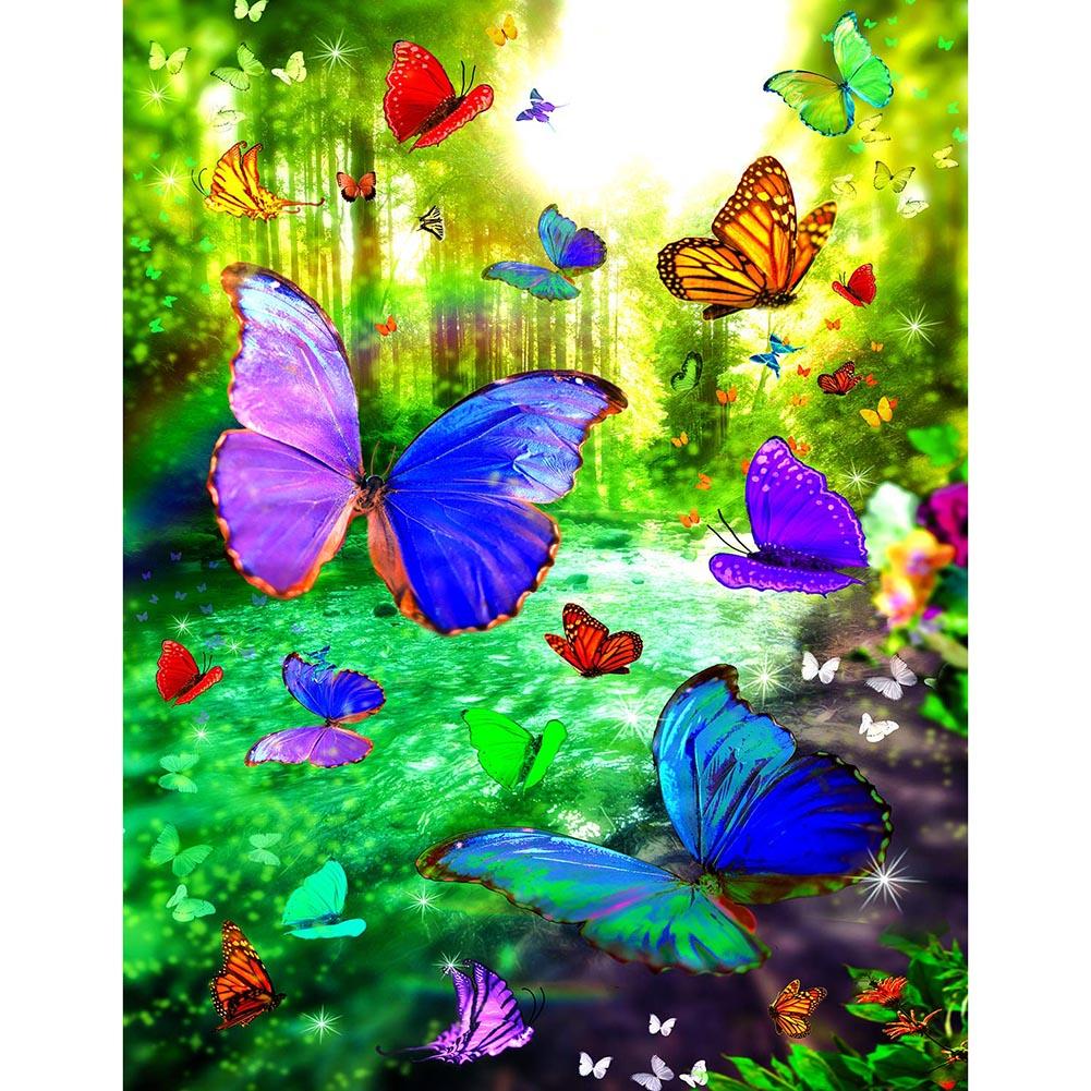 

30x40cm Round Drill Diamond Painting-Dancing Butterflies, 501 Original