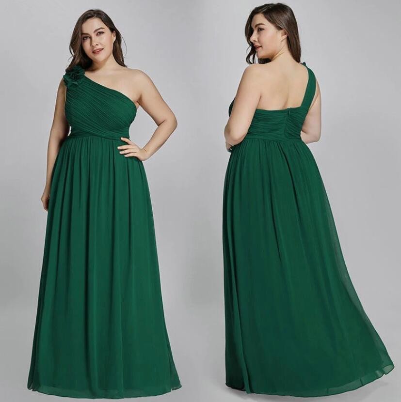 Bellasprom Plus Size Chiffon Long Prom Dresses One Shoulder 4131