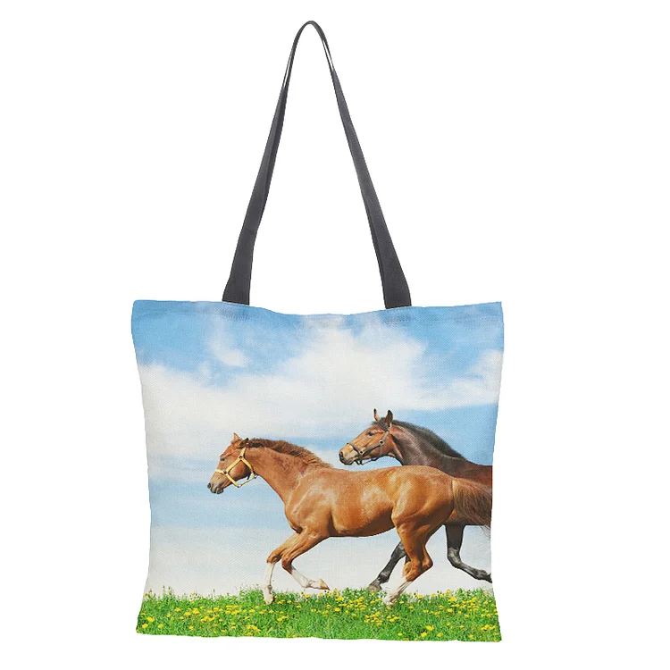 Linen Eco-friendly Tote Bag - Horse