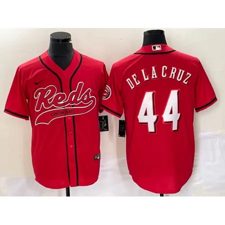 Men's Cincinnati Reds #44 Elly De La Cruz Red Cool Base Stitched Baseball Jersey 2D8A