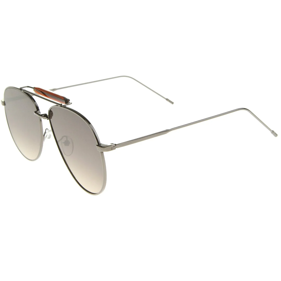 Classic Retro Metal Wire Teardrop Flat Lens Crossbar Aviator glasses