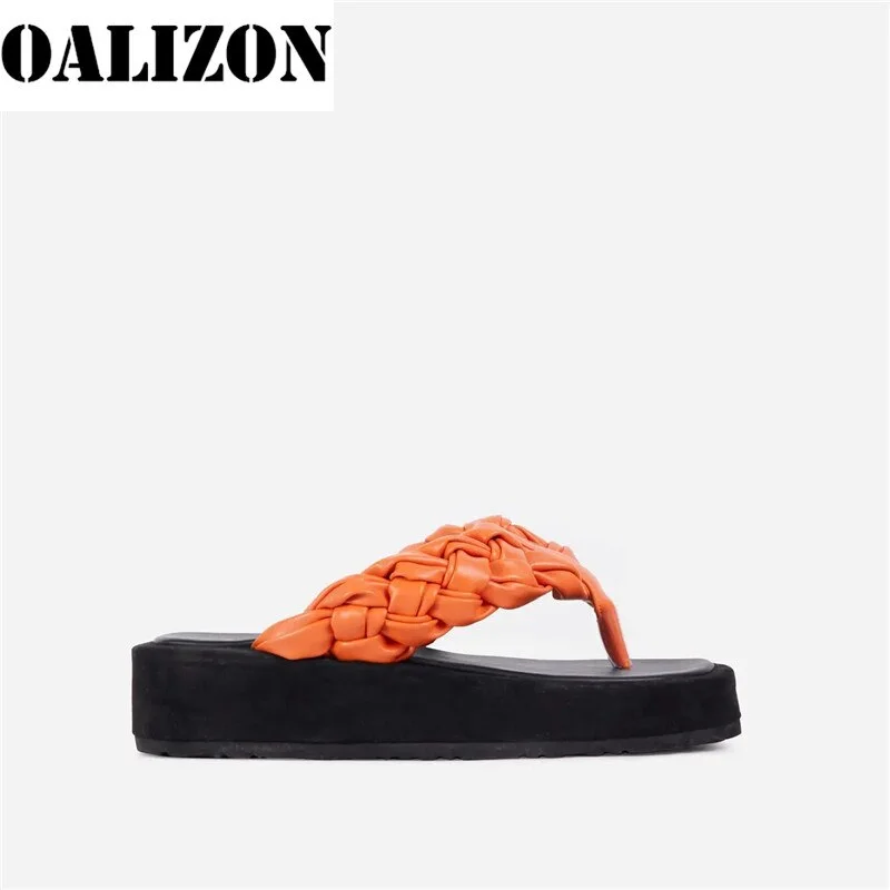 Luxury Women Woven Knitted Slippers Flip Flops Shoes Woman Casual Flat Platform Open Toe Slides Mules Flat Sandal Slippers Shoes