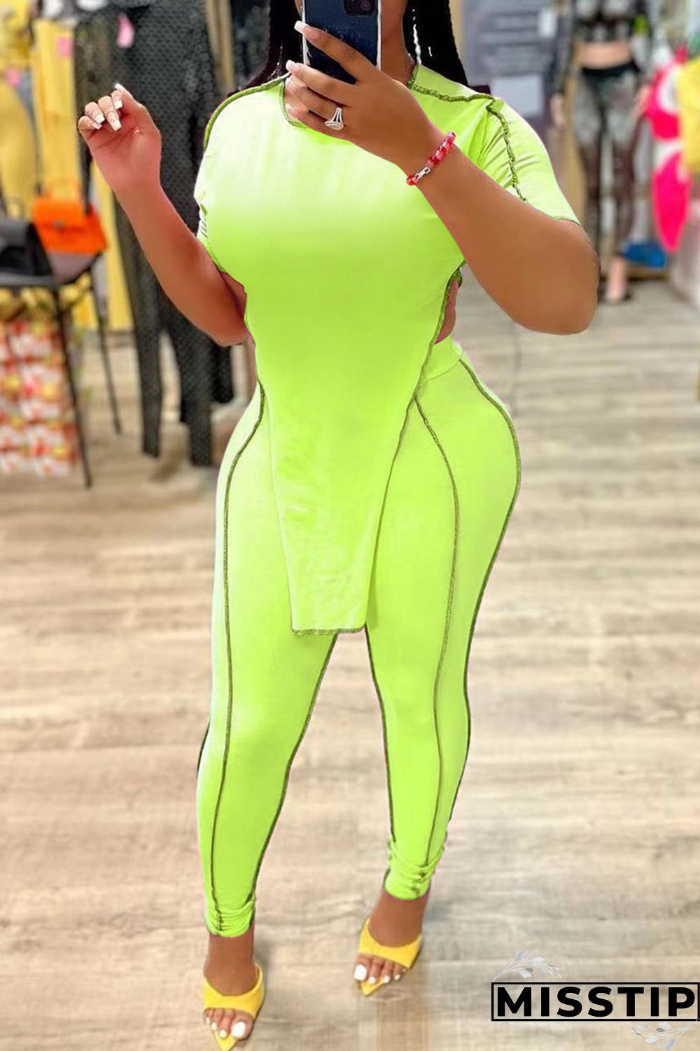 Orange Fashion Casual Solid Patchwork Asymmetrical O Neck Short Sleeve Two Pieces