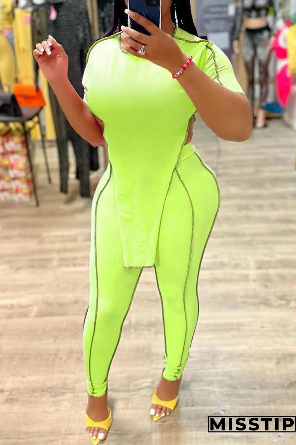 Orange Fashion Casual Solid Patchwork Asymmetrical O Neck Short Sleeve Two Pieces