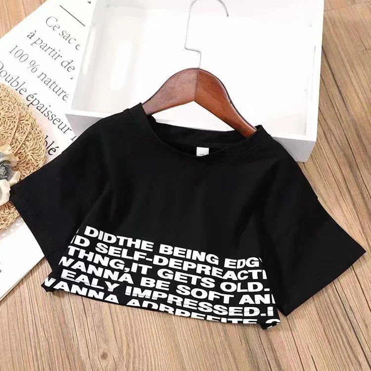 New Kids Girls Clothes Set Summer Girl Crop Tops T-shirt + Denim shorts 2pcs Girl Outfits Baby Girls Clothing 4 5 710 to 12 year