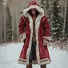 Men's Christmas Santa Outfit Fuzzy Velvet Hooded Coat by Inlyline