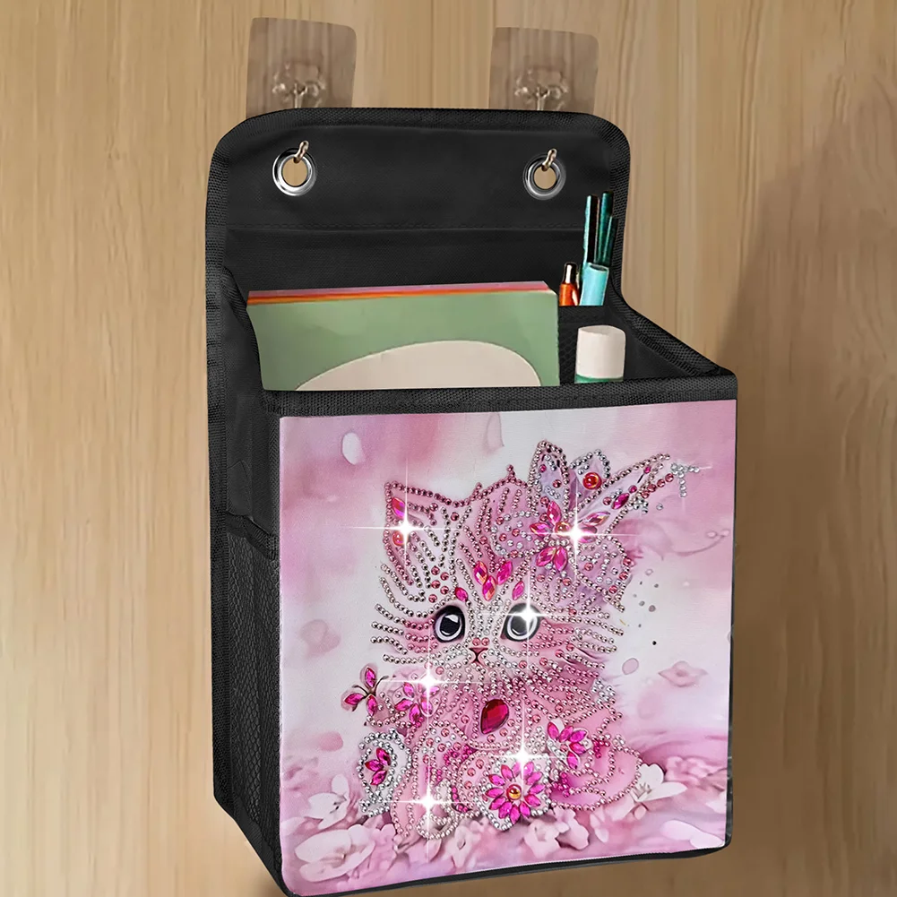 DIY Pink Cat Diamond Painting Storage Bag Diamond Art Sundries Holder Bag